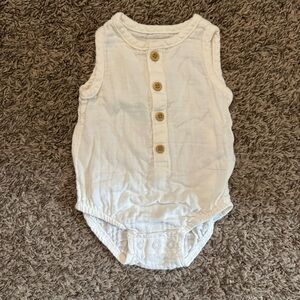 Organic Carter’s White Sleeveless Baby Onesie with Buttons